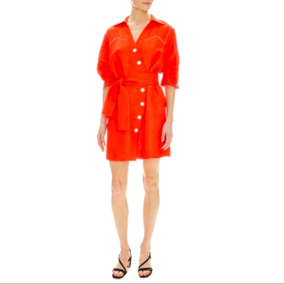 Sandro Kunga Shirt Dress Orange - Picture 3 of 6